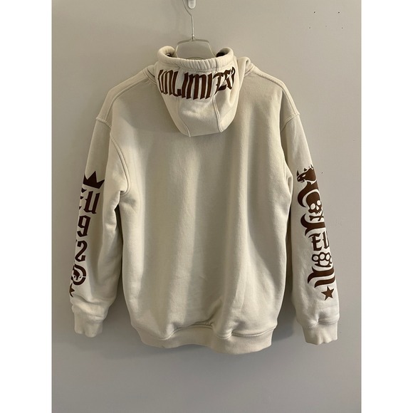 Vintage Ecko Unltd Mens XL Sherpa Lined Zip Up Hoodie Cream Rhino Graphic Y2K - Picture 2 of 6